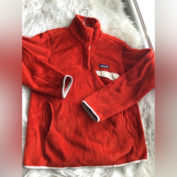 🏔Patagonia Re tool snap T fleece red pullover Red beige size M - Picture 3 of 11